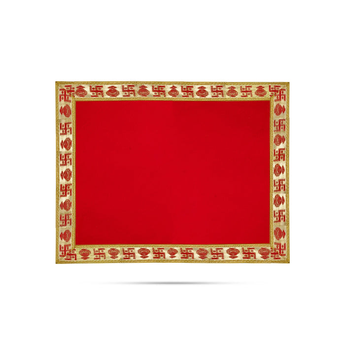 Aasan Mat - 10 x 14 Inches | Velvet With Embossed Jari Design Pooja Mat/ Pooja Aasan for Deity Decor