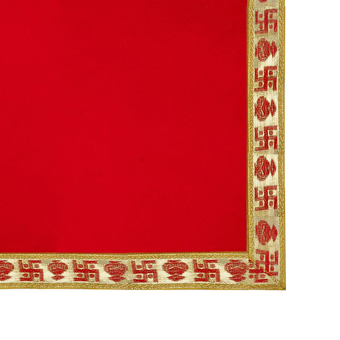 Aasan Mat - 10 x 14 Inches | Velvet With Embossed Jari Design Pooja Mat/ Pooja Aasan for Deity Decor