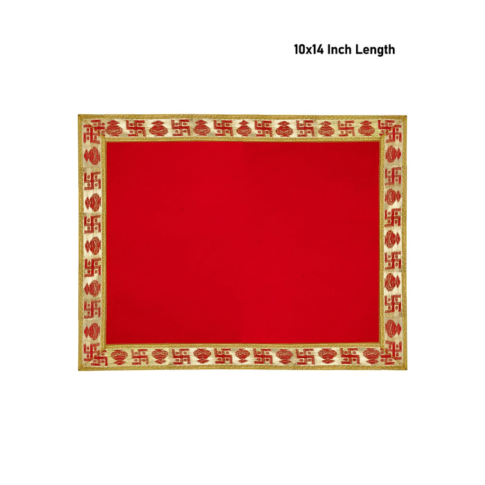 Aasan Mat - 10 x 14 Inches | Velvet With Embossed Jari Design Pooja Mat/ Pooja Aasan for Deity Decor