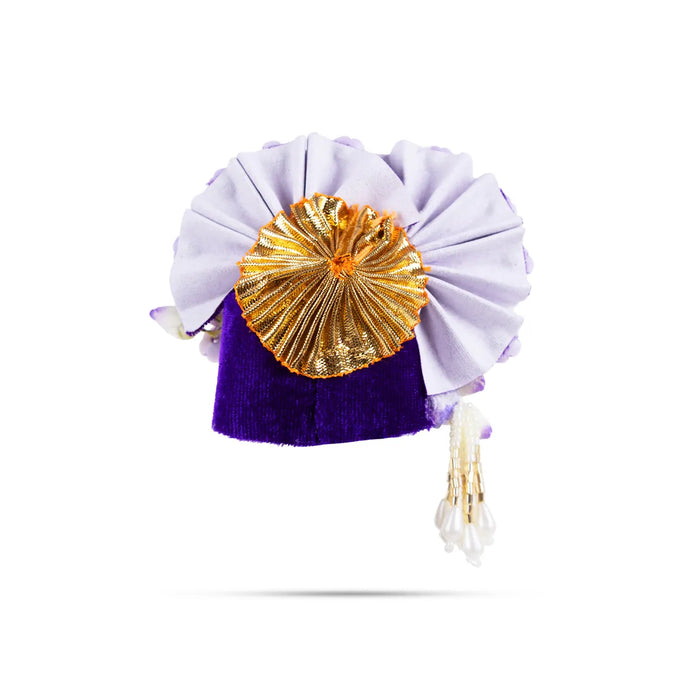 Zari And Stone Design Turban - 3 X 2.25 Inches | Decorative Kireedam/ Kiridam/ Crown For Deity Decor