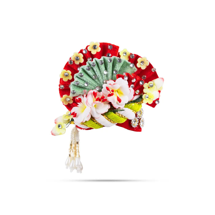 Zari And Stone Design Turban - 3 X 2.25 Inches | Decorative Kireedam/ Kiridam/ Crown For Deity Decor