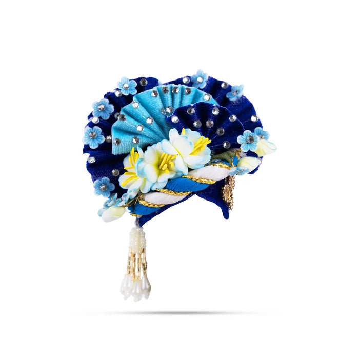 Zari And Stone Design Turban - 3 X 2.25 Inches | Decorative Kireedam/ Kiridam/ Crown For Deity Decor