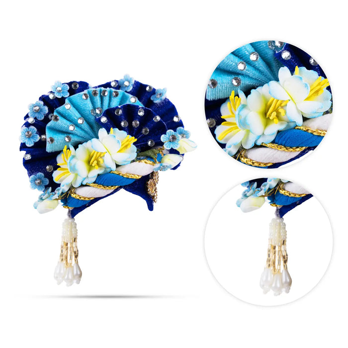 Zari And Stone Design Turban - 3 X 2.25 Inches | Decorative Kireedam/ Kiridam/ Crown For Deity Decor