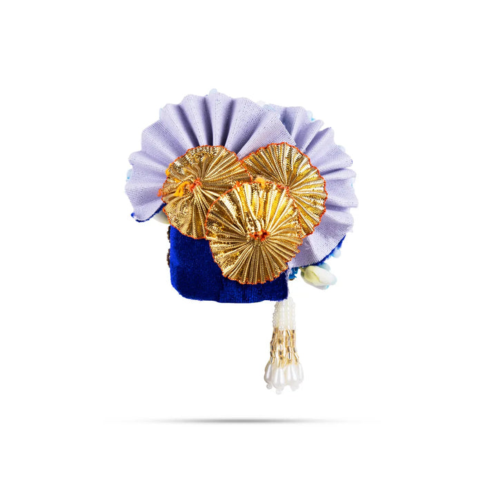 Zari And Stone Design Turban - 3 X 2.25 Inches | Decorative Kireedam/ Kiridam/ Crown For Deity Decor