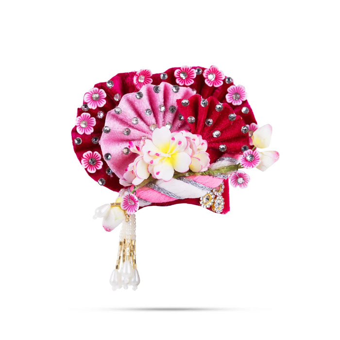 Zari And Stone Design Turban - 3 X 2.25 Inches | Decorative Kireedam/ Kiridam/ Crown For Deity Decor