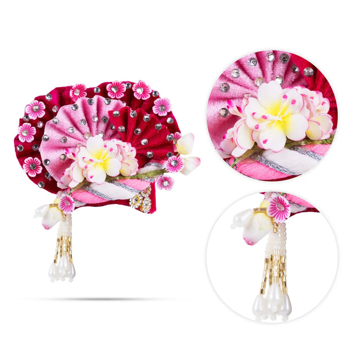 Zari And Stone Design Turban - 3 X 2.25 Inches | Decorative Kireedam/ Kiridam/ Crown For Deity Decor