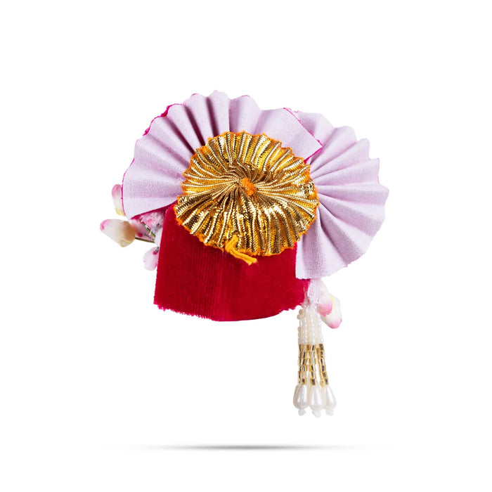 Zari And Stone Design Turban - 3 X 2.25 Inches | Decorative Kireedam/ Kiridam/ Crown For Deity Decor