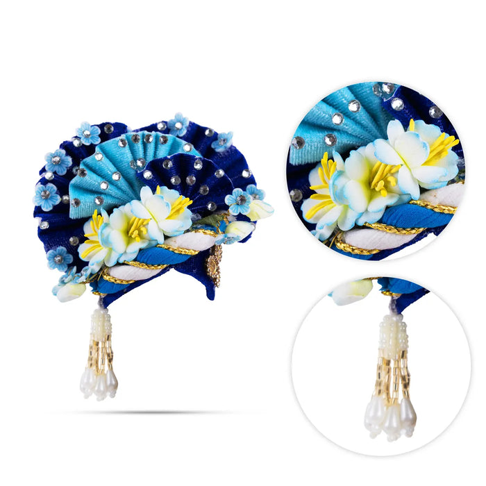 Zari And Stone Design Turban - 3 X 2.25 Inches | Decorative Kireedam/ Kiridam/ Crown For Deity Decor