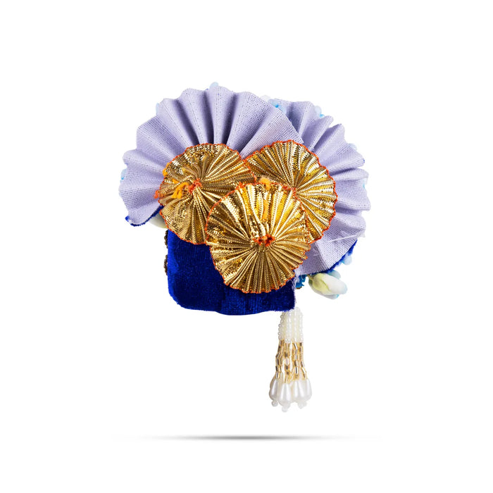 Zari And Stone Design Turban - 3 X 2.25 Inches | Decorative Kireedam/ Kiridam/ Crown For Deity Decor