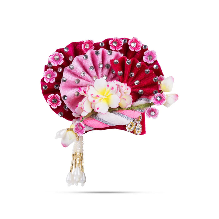 Zari And Stone Design Turban - 3 X 2.25 Inches | Decorative Kireedam/ Kiridam/ Crown For Deity Decor