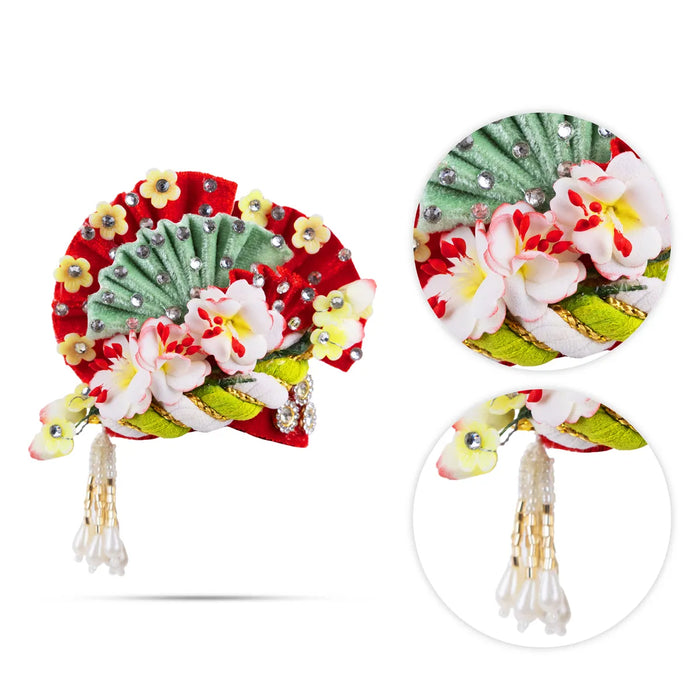 Zari And Stone Design Turban - 3 X 2.25 Inches | Decorative Kireedam/ Kiridam/ Crown For Deity Decor