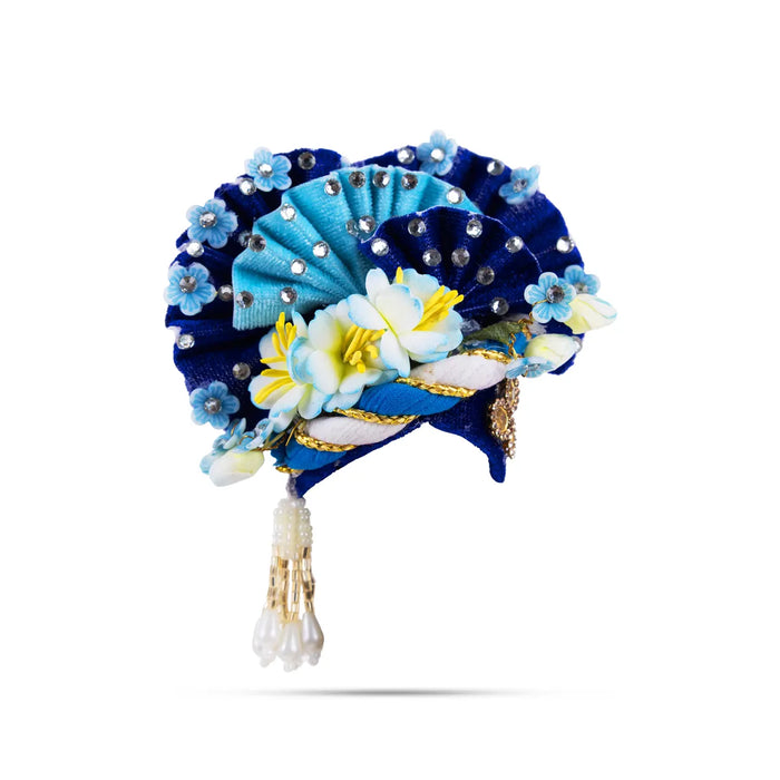 Zari And Stone Design Turban - 3 X 2.25 Inches | Decorative Kireedam/ Kiridam/ Crown For Deity Decor