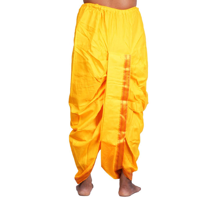 Readymade Panchakacham | Size 42/ Silk With Jari Border Panchakajam/ Yellow Colour Readymade Dhoti for Men