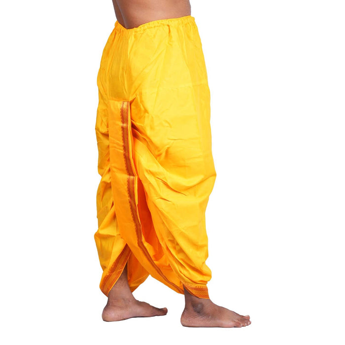 Readymade Panchakacham | Size 42/ Silk With Jari Border Panchakajam/ Yellow Colour Readymade Dhoti for Men
