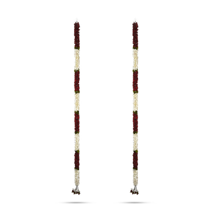 Side Toran Pair - 58 Inches | 2 Pcs/ Artificial Flower Thoran/ Door Hanging Toran For Festive Decor