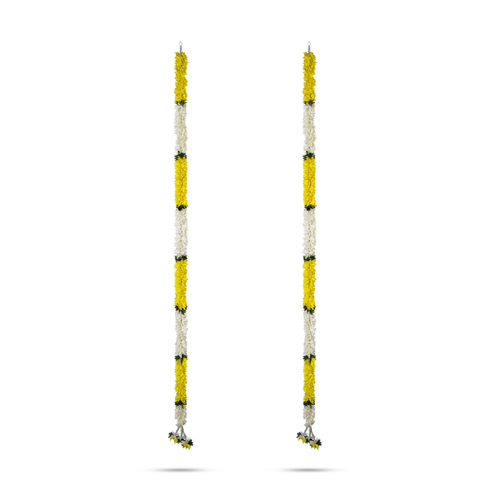 Side Toran Pair - 58 Inches | 2 Pcs/ Artificial Flower Thoran/ Door Hanging Toran For Festive Decor