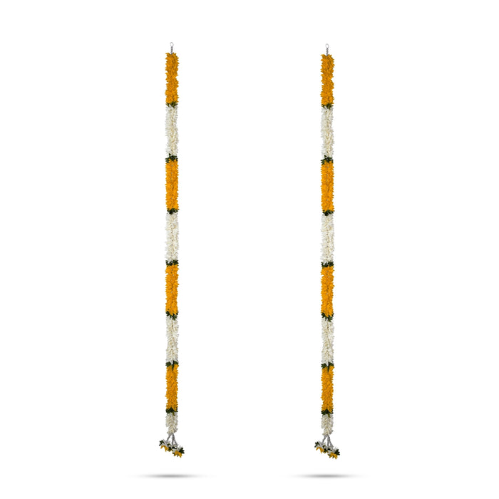 Side Toran Pair - 58 Inches | 2 Pcs/ Artificial Flower Thoran/ Door Hanging Toran For Festive Decor