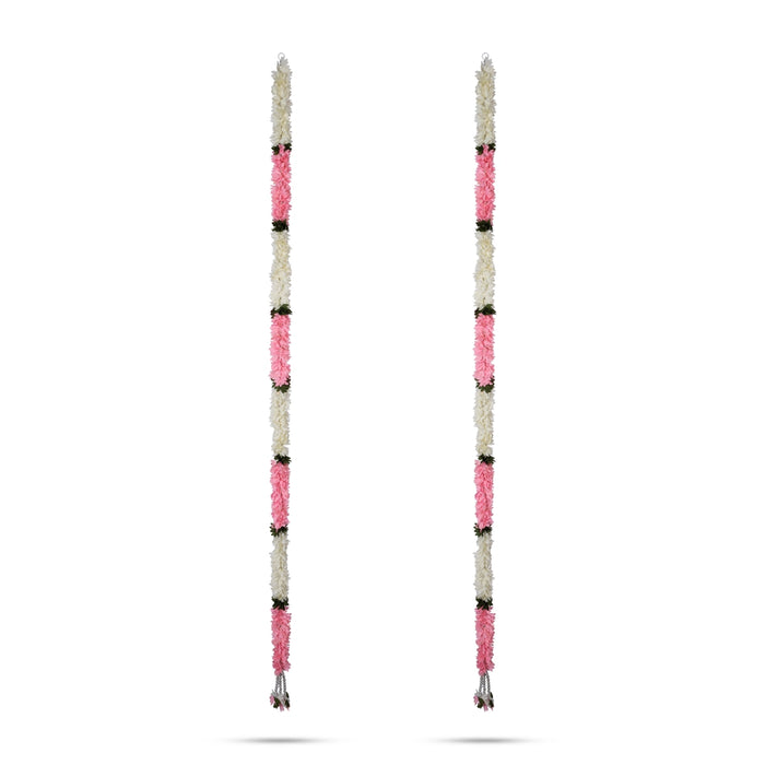 Side Toran Pair - 58 Inches | 2 Pcs/ Artificial Flower Thoran/ Door Hanging Toran For Festive Decor