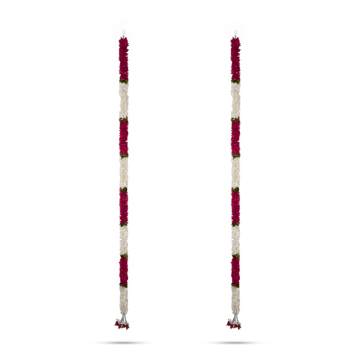 Side Toran Pair - 58 Inches | 2 Pcs/ Artificial Flower Thoran/ Door Hanging Toran For Festive Decor