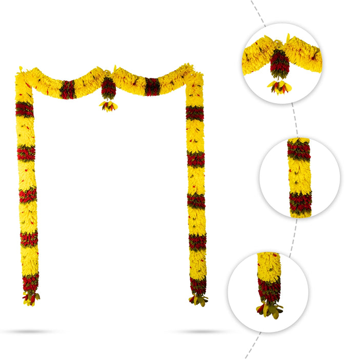 Door Toran Full Set - 72 Inches | Artificial Thoran/ Flower Dosa Fold Ladi/ Bandhawar For Door Decoration