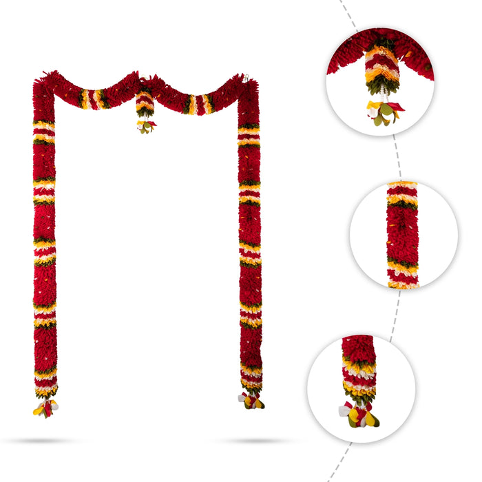 Door Toran Full Set - 72 Inches | Artificial Thoran/ Flower Dosa Fold Ladi/ Bandhawar For Door Decoration