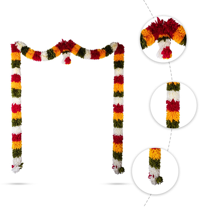 Door Toran Full Set - 72 Inches | Artificial Thoran/ Flower Dosa Fold Ladi/ Bandhawar For Door Decoration