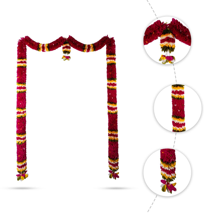 Door Toran Full Set - 72 Inches | Artificial Thoran/ Flower Dosa Fold Ladi/ Bandhawar For Door Decoration