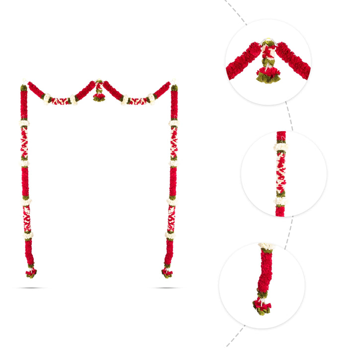 Door Toran Full Set - 90 Inches | Flower Design Thoran/ Bandanwar/ Door Hanging Toran For Home Entrance