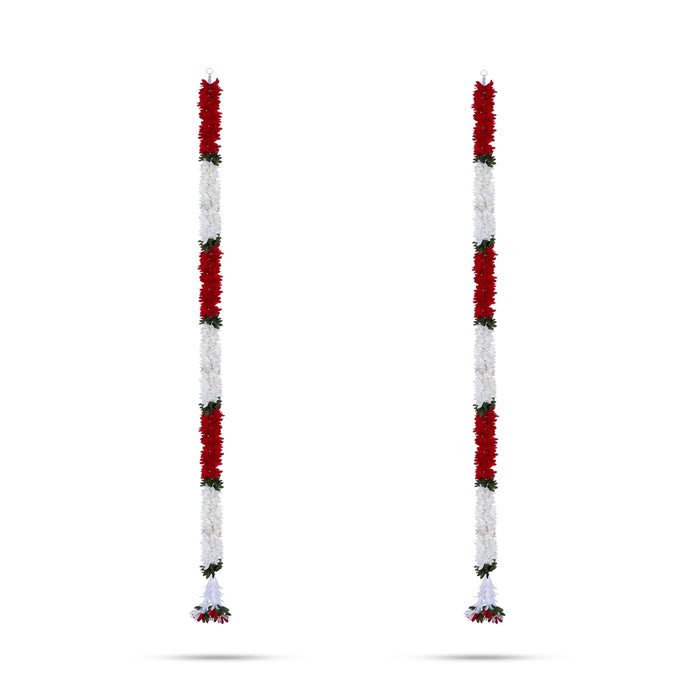 Side Toran Pair - 37 Inches | 2 Pcs / Flower Design Thoran/ Artificial Floral Ladi for Home Decor