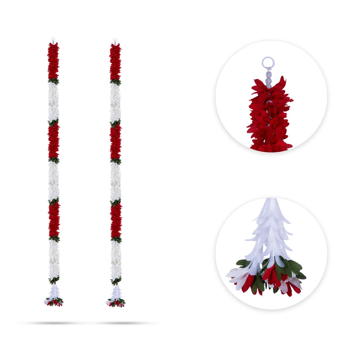 Side Toran Pair - 37 Inches | 2 Pcs / Flower Design Thoran/ Artificial Floral Ladi for Home Decor