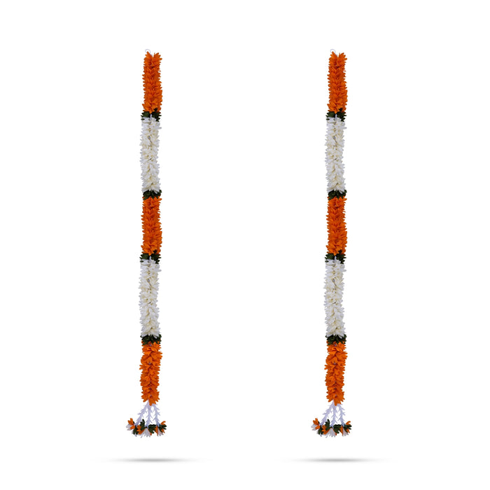 Side Toran Pair - 37 Inches | 2 Pcs / Flower Design Thoran/ Artificial Floral Ladi for Home Decor