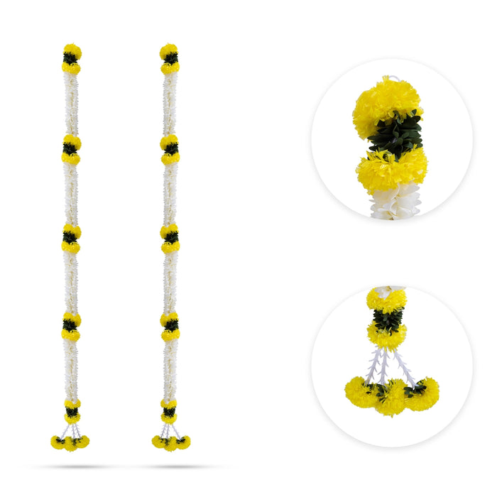 Side Toran Pair - 53 Inches | Flower String / Door Hanging For Festive Decor