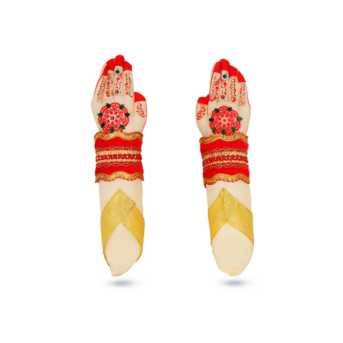 Lakshmi Hand Set - 11 Inches | Laxmi Devi Hands/ Goddess Lakshmi Hands with Decoration for Deity