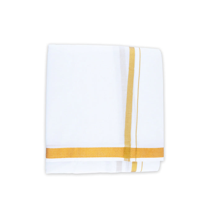 Veshti - 9 x 5 Yards | White Vesti/ Jari Pate Border Dhoti for Men