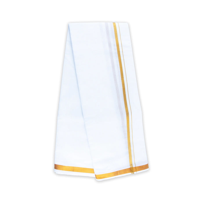 Veshti - 9 x 5 Yards | White Vesti/ Jari Pate Border Dhoti for Men