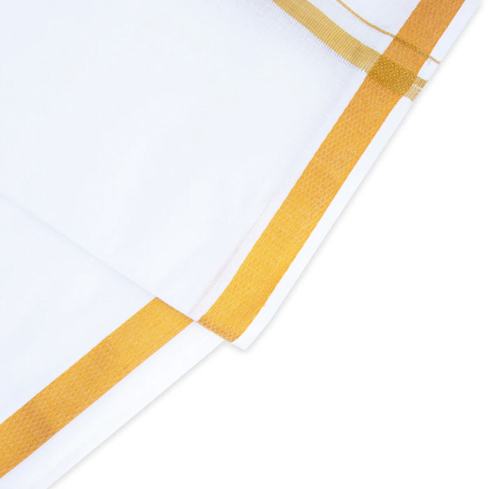 Veshti - 9 x 5 Yards | White Vesti/ Jari Pate Border Dhoti for Men