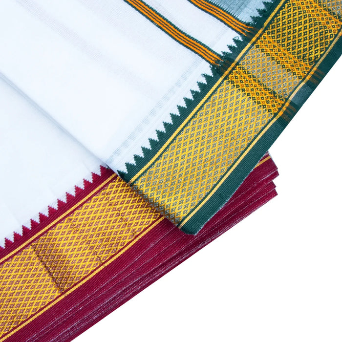 Veshti - 9 x 5 Yards | 9 Kan Border Dhoti/ White Vesti / Traditional Mundu for Men