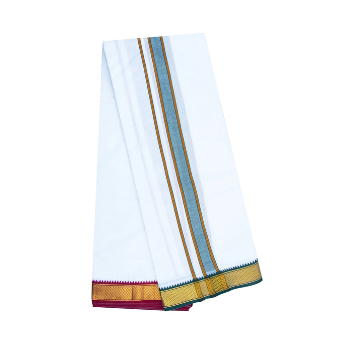 Veshti - 9 x 5 Yards | 9 Kan Border Dhoti/ White Vesti / Traditional Mundu for Men