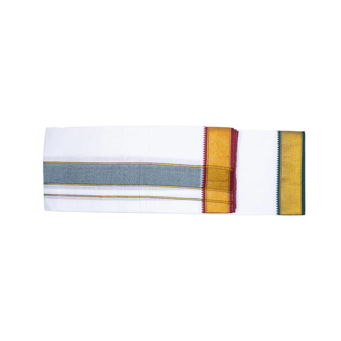 Dhoti - 9 x 5 Yards | White Vesti / 15 Kan Border Veshti / Traditional Mundu for Men