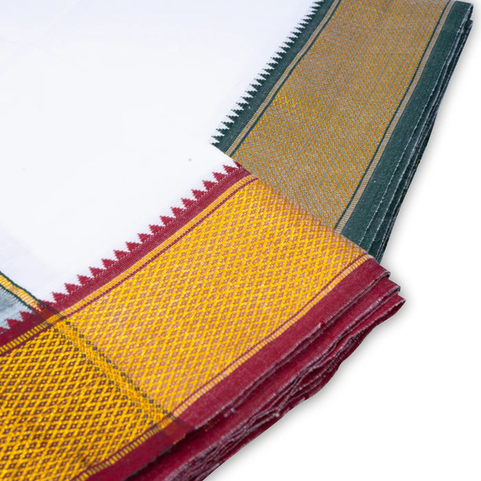 Dhoti - 9 x 5 Yards | White Vesti / 15 Kan Border Veshti / Traditional Mundu for Men