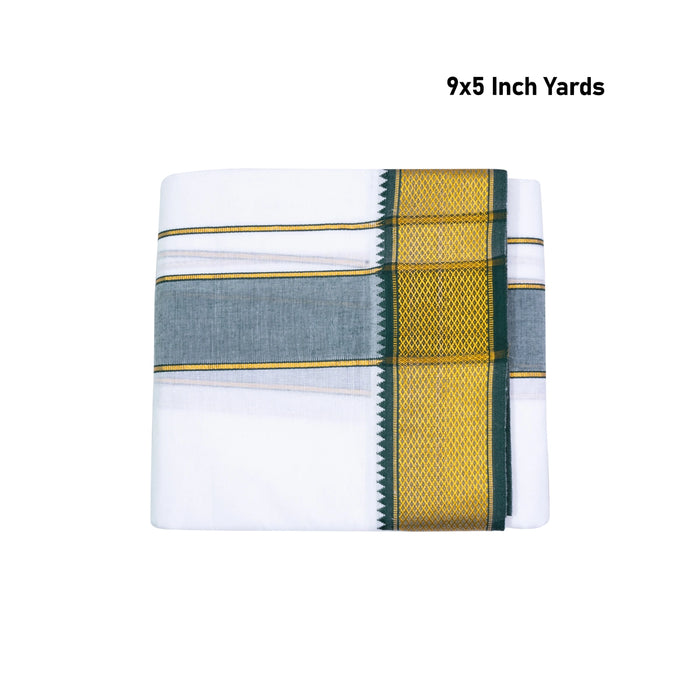 Dhoti - 9 x 5 Yards | White Vesti / 15 Kan Border Veshti / Traditional Mundu for Men