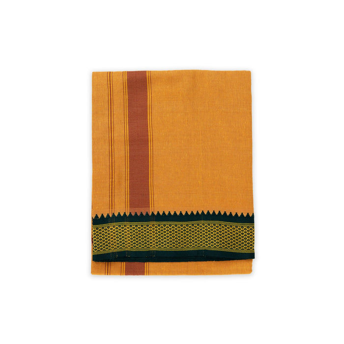 Cotton Veshti - 2 Yards | Sandal Colour Dhoti / Padayappa Border Vesti / Traditonal Mundu For Men