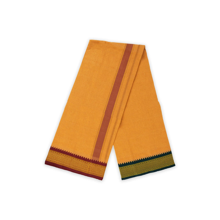 Cotton Veshti - 2 Yards | Sandal Colour Dhoti / Padayappa Border Vesti / Traditonal Mundu For Men