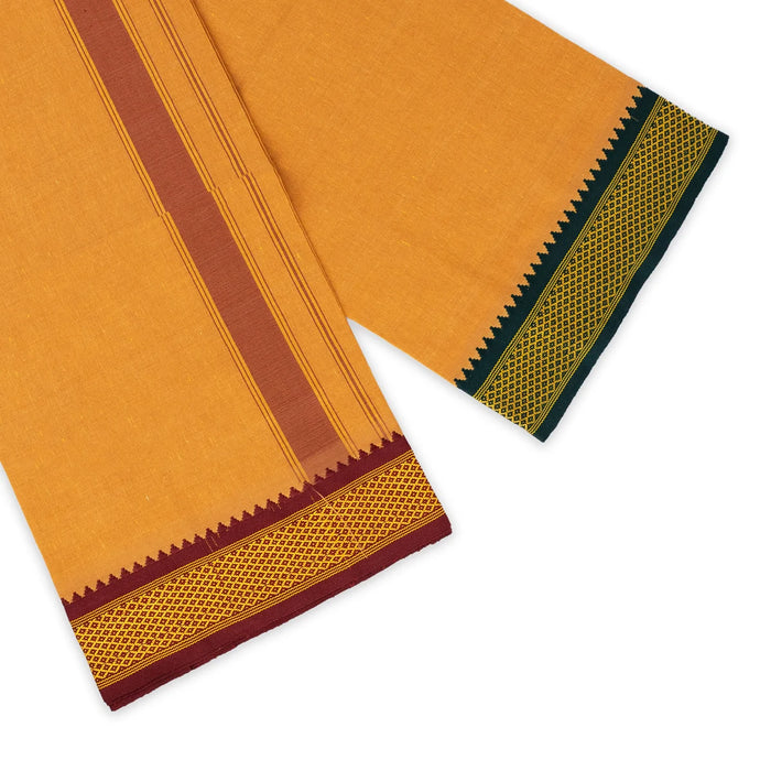 Cotton Veshti - 2 Yards | Sandal Colour Dhoti / Padayappa Border Vesti / Traditonal Mundu For Men