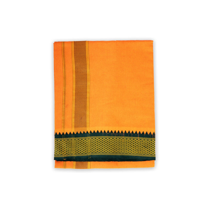 Cotton Dhoti - 2 Mtrs | Orange Colour Vesti / Padayappa Border Mundu / Traditonal Veshti For Men