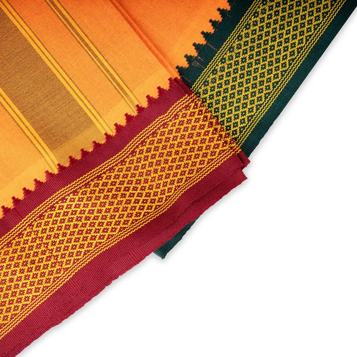Cotton Dhoti - 2 Mtrs | Orange Colour Vesti / Padayappa Border Mundu / Traditonal Veshti For Men