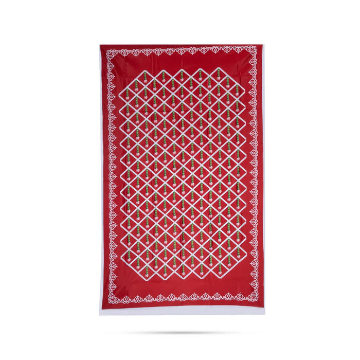 Pooja Room Screen - 3 X 5 Feet | Satin Curtain/ Temple Screen/ Cow Kamadhenu Design Pooja Curtain