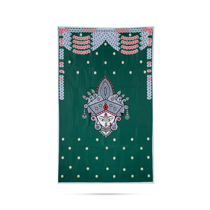 Pooja Room Screen - 3 X 5 Feet | Satin Curtain/ Temple Screen/ Cow Kamadhenu Design Pooja Curtain