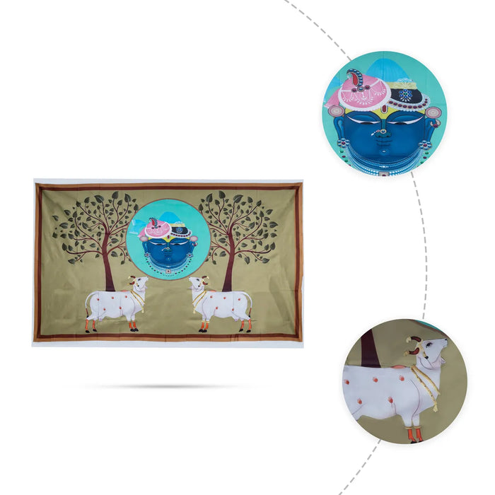 Pooja Room Screen - 5 X 8 Feet | Satin Curtain/ Temple Screen/ Assorted Design Pooja Curtain