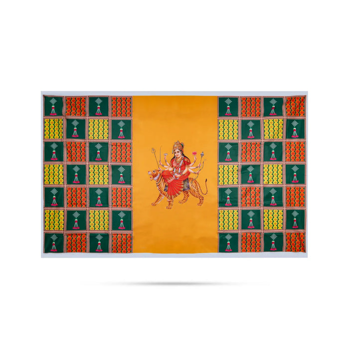 Pooja Room Screen - 5 X 8 Feet | Satin Curtain/ Temple Screen/ Assorted Design Pooja Curtain